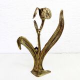 Art Nouveau brass flower candle holder