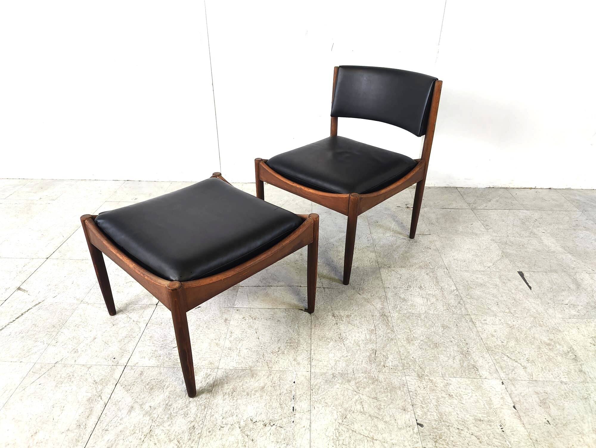Mid century Scandinvian lounge chair with stool, 1960s