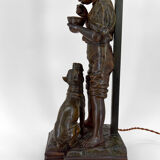 Lamp "La Bonne Soupe" by Victor Rousseau, Art Nouveau, circa 1900
