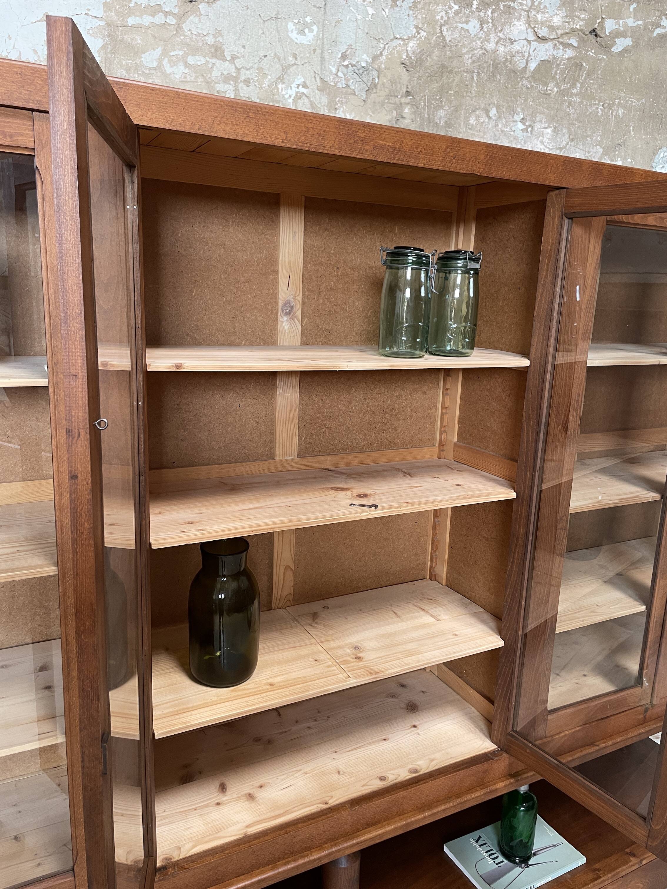Solid wood display cabinet.
