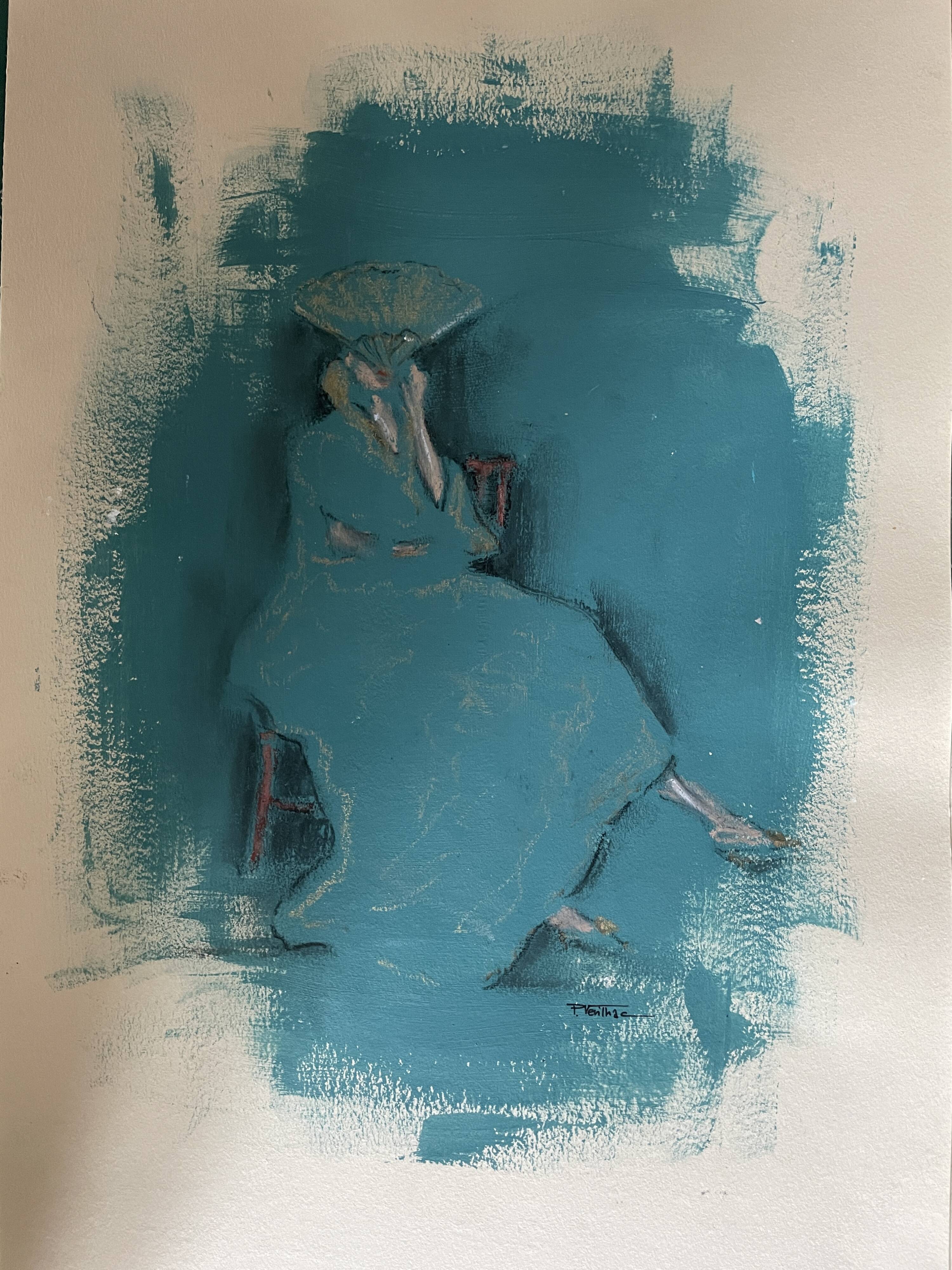 Oil painting signed woman with “fan”