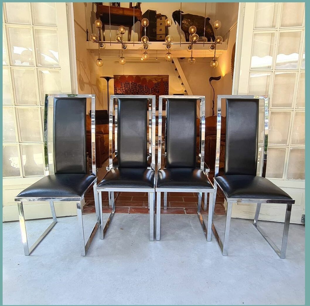 6 leather and chrome chairs