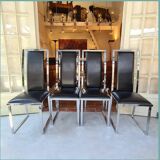 6 leather and chrome chairs