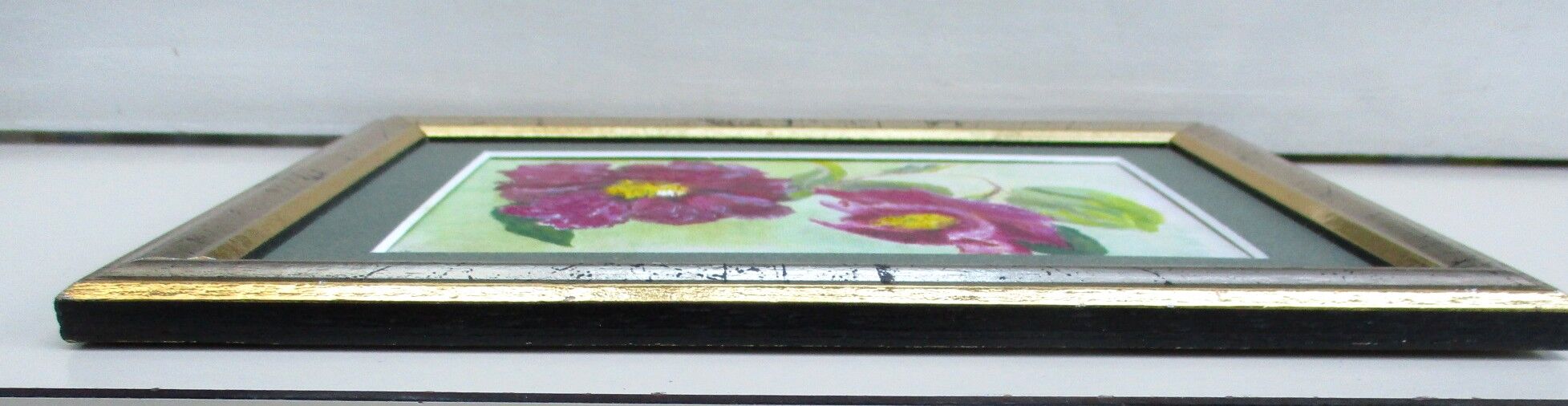 Hellebores painting, signed framed painting