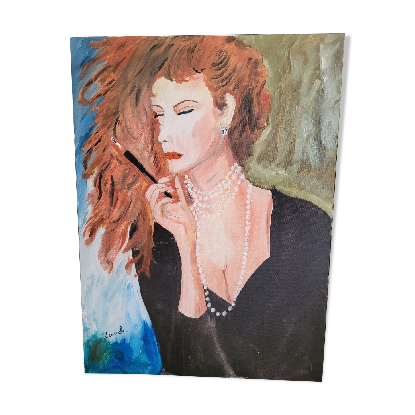 Portrait signed painting on canvas