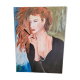 Portrait signé peinture sur toile
