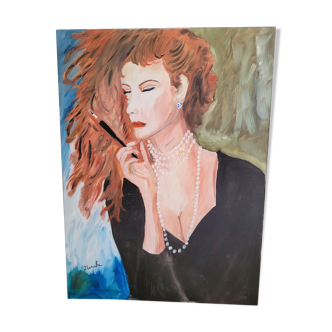 Portrait signé peinture sur toile