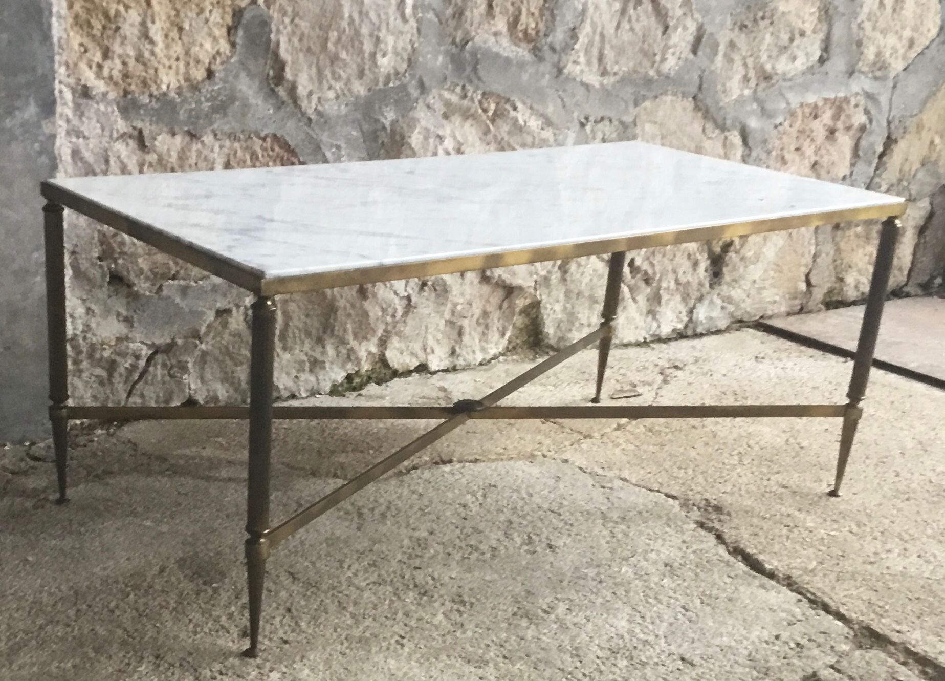 Brass and marble coffee table - 20th century