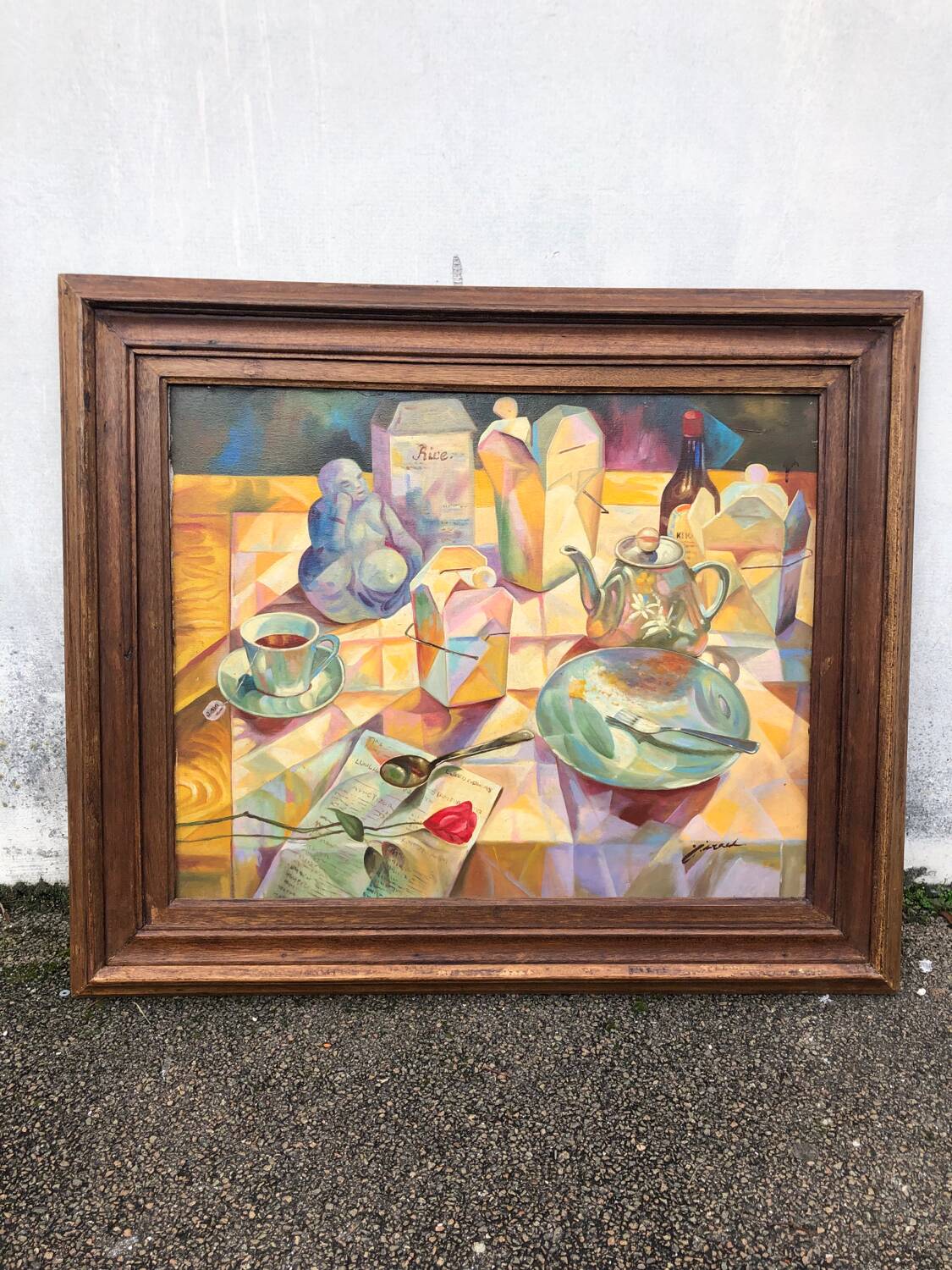 Tableau école cubiste vintage nature morte collection