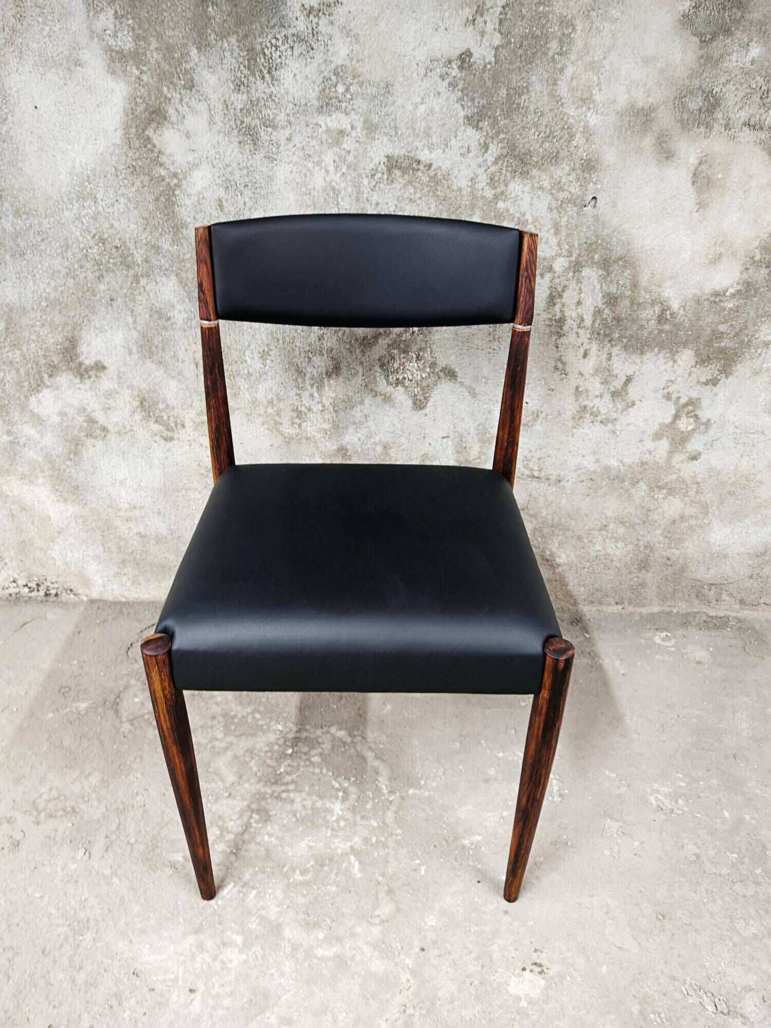 Paire de chaises salle à manger MCM palissandre cuir Danemark 1960