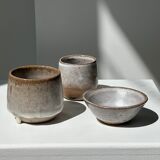 Meeting of three ceramic pieces: ice cup, small cup and small cup