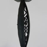 Art Deco hanging lamp in wrought iron Fournet and globe in glass paste