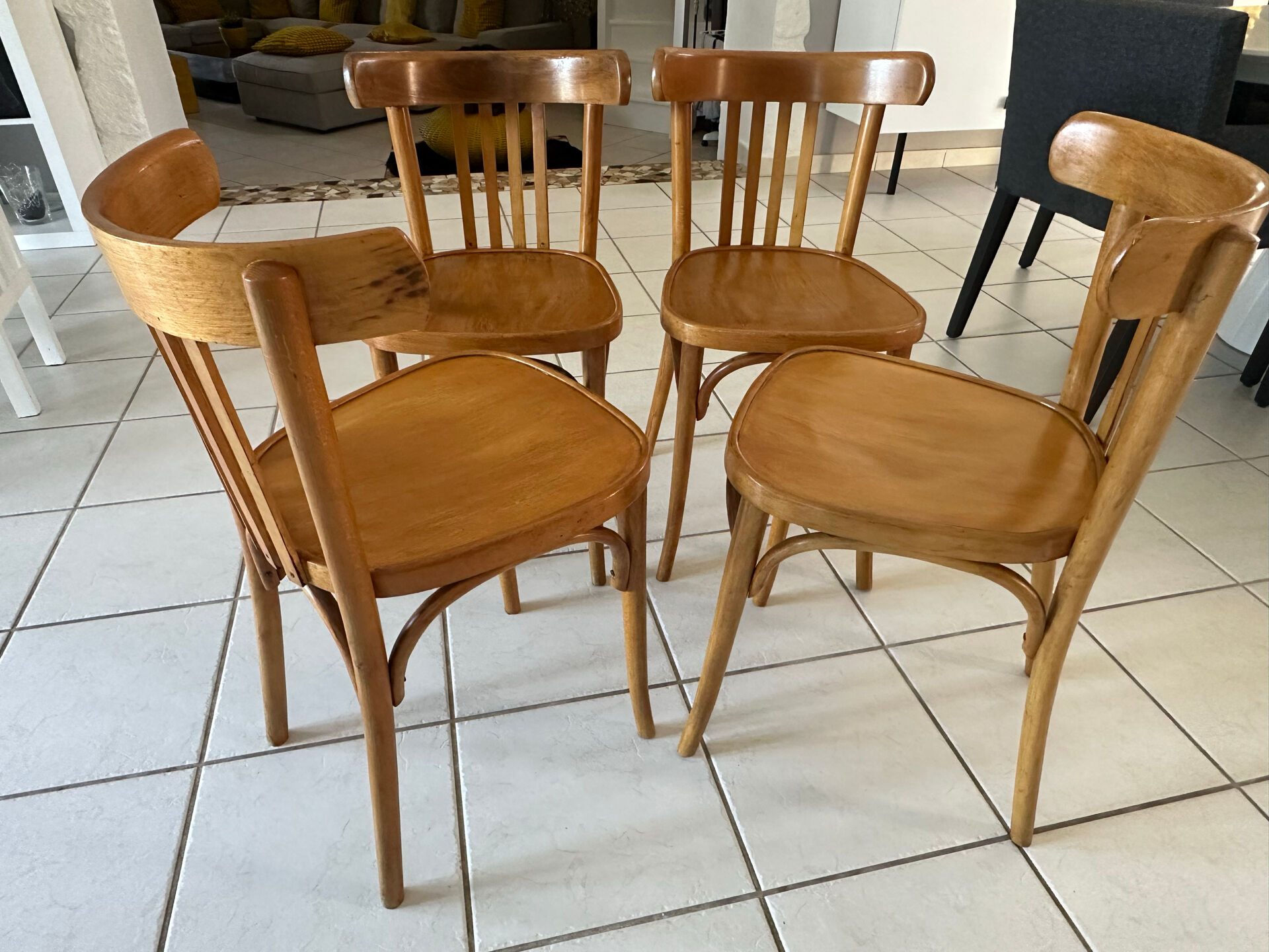 Set of 4 vintage bistro chairs from the 1960s.