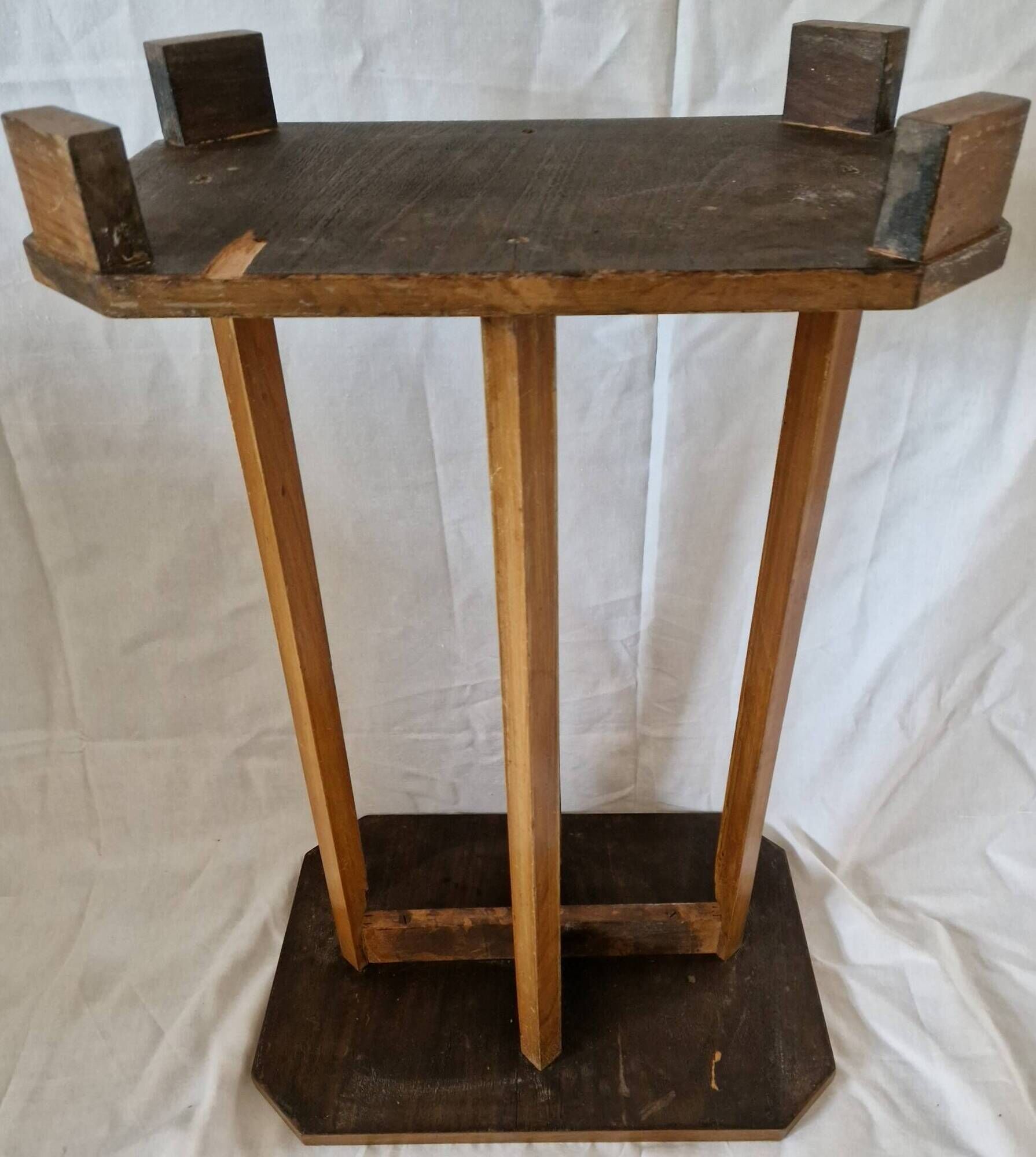 Vintage Art Deco wooden side table – 1930s/50s – unique piece