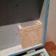 Antique wooden trunk with blue patina