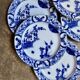 6 Creil and Montereau flat plates in blue earthenware, "Japan" service circa 1895