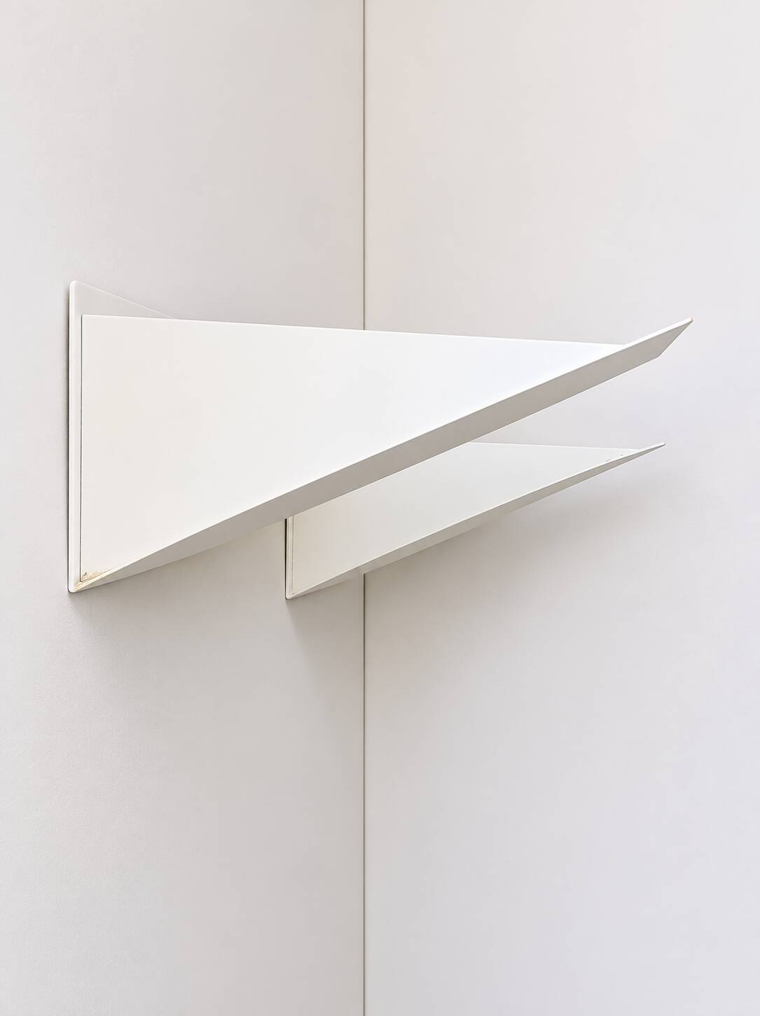 Pair of vintage wall sconces, matte white metal, France, 1970.