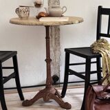 Guéridon pied en fonte et plateau imitant la pierre