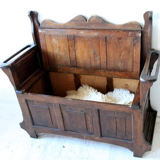 Antique Oak Bench With Storage