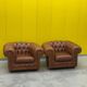 Brown Leather Chesterfield armchair (Price is for One)