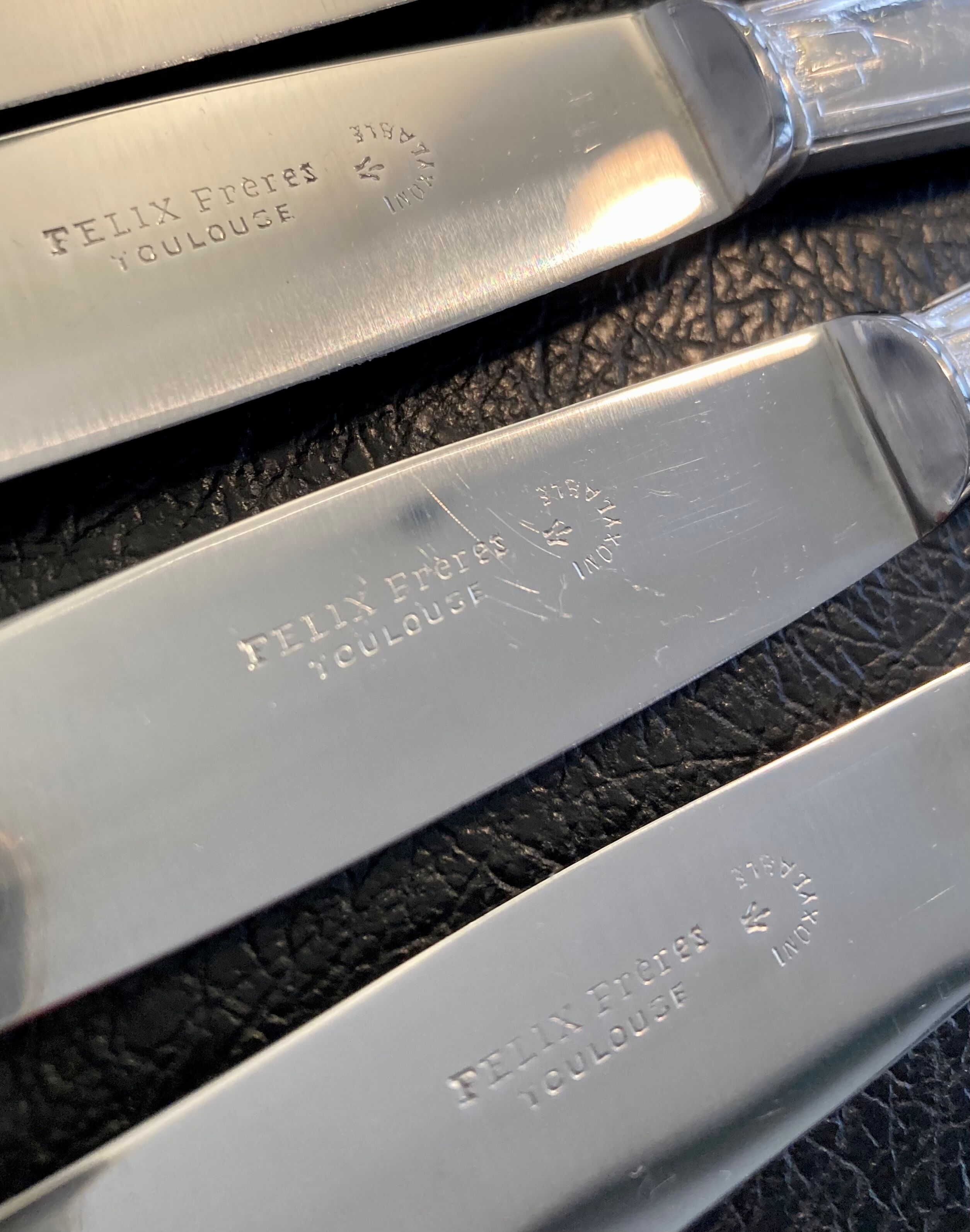 Set of 24 silver metal knives art deco