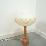 Vintage table lamp marble base with copper and milk glass shade