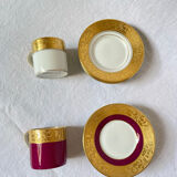 Set of 6 cups and cups manufacture royale limoge gold inlay