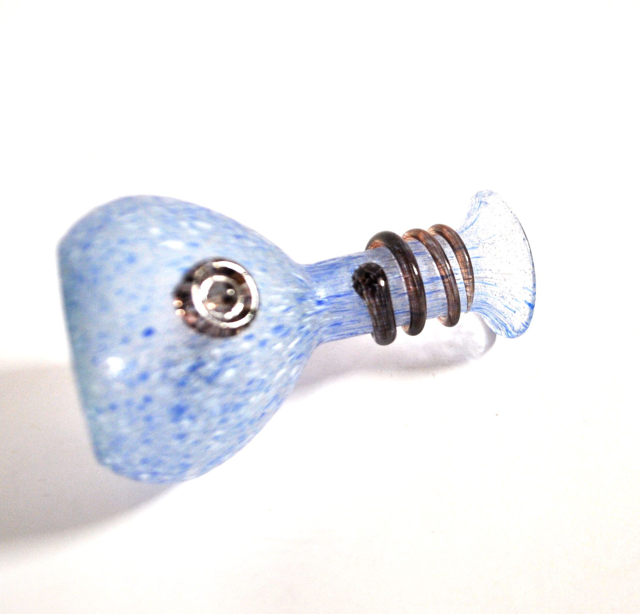 Coloured vase in blue and white glass paste – Murano bottle Italy