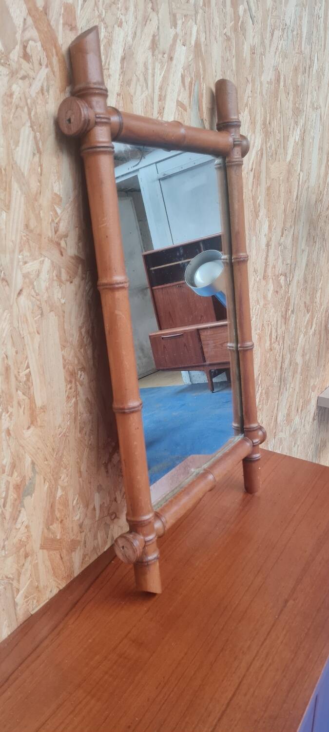 Bamboo turned wooden mirror