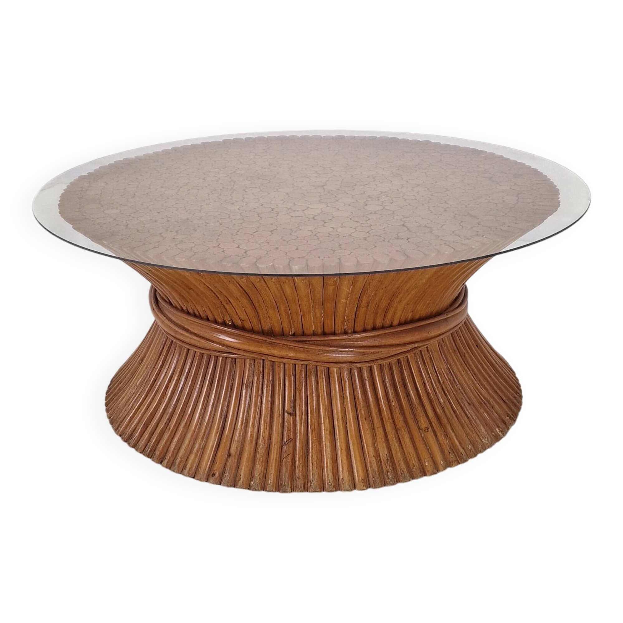 Table basse en bambou en forme de gerbe de blé par McGuire, États-Unis, vers 1970