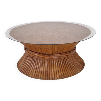 Sheaf of Wheat Bamboo Coffee Table by McGuire, USA, circa 1970