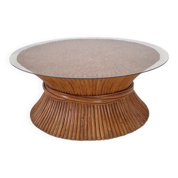 Sheaf of Wheat Bamboo Coffee Table by McGuire, USA, circa 1970