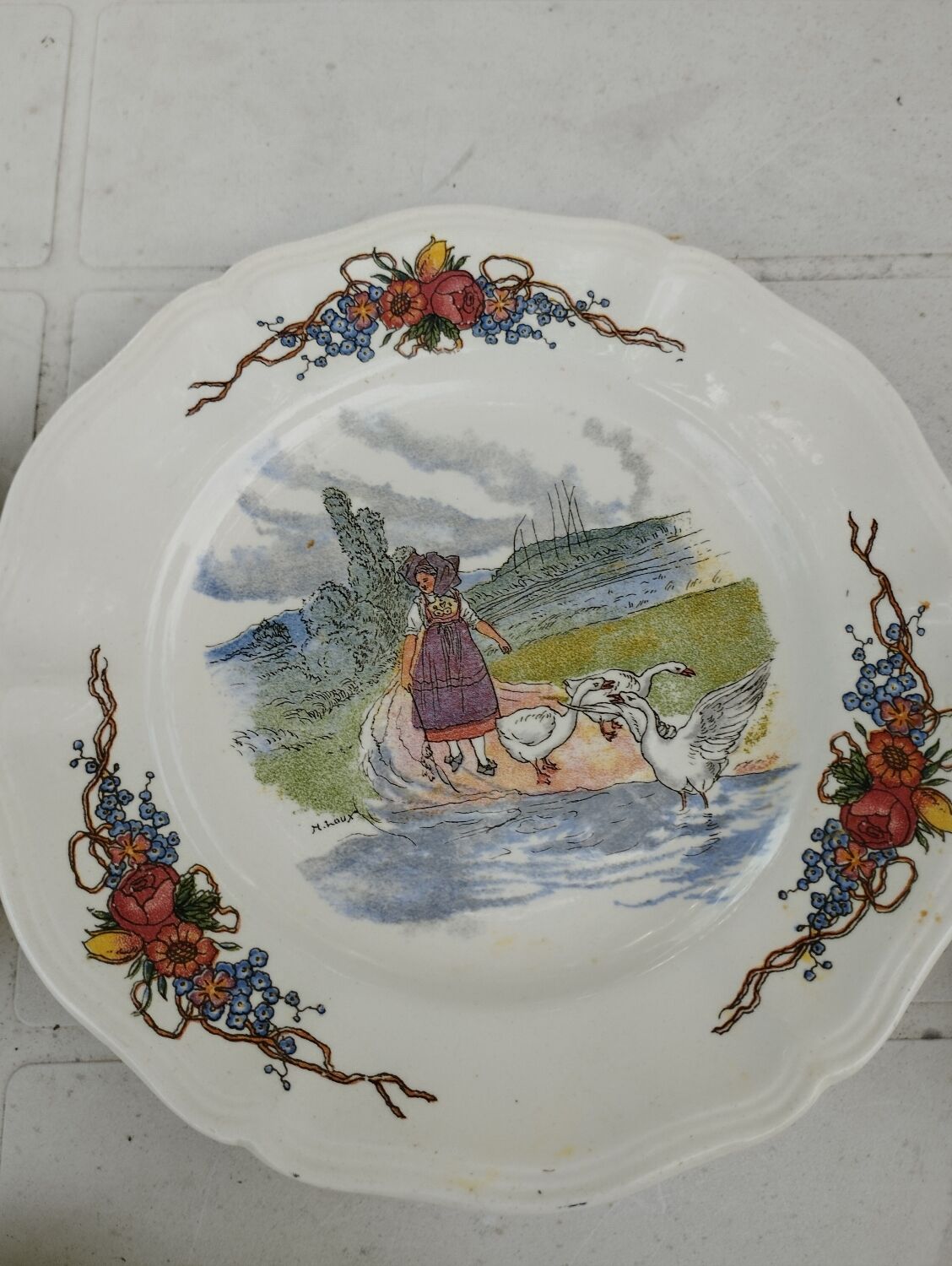 Alsatian plates Obernai earthenware Sarreguemines