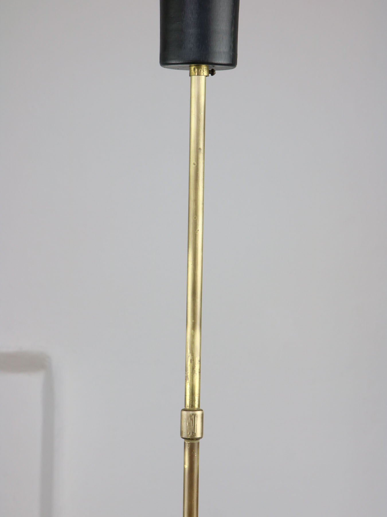 Mid-century brass and opaline glass chandelier