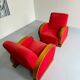 2 anciens fauteuils club art déco années 30 structure bois courbé