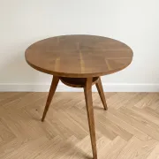 Tripod side table Art Deco in marquetry oak