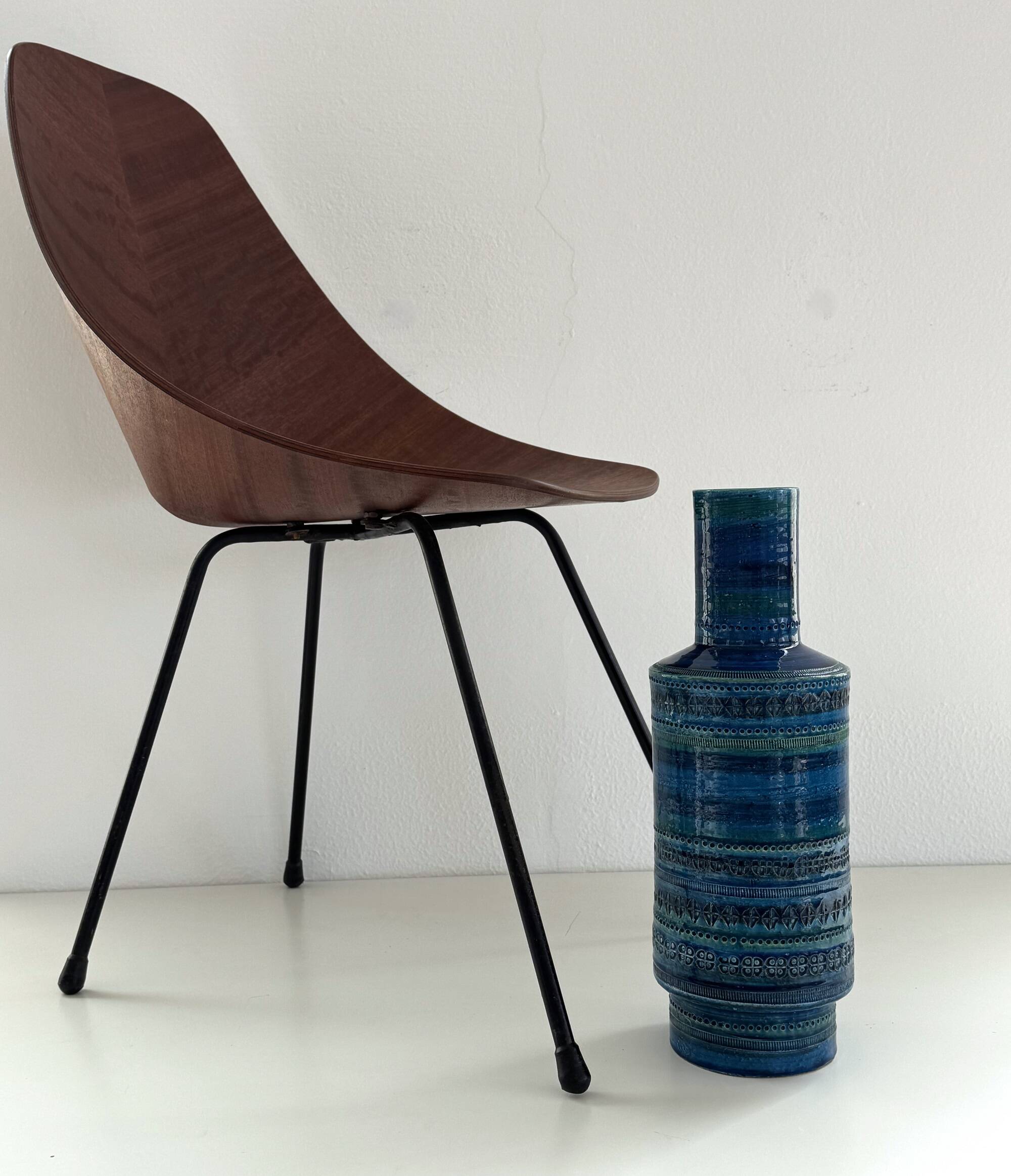 Aldo Londi XL Vase in Rimini Blue Decor for Bitossi, 1960s