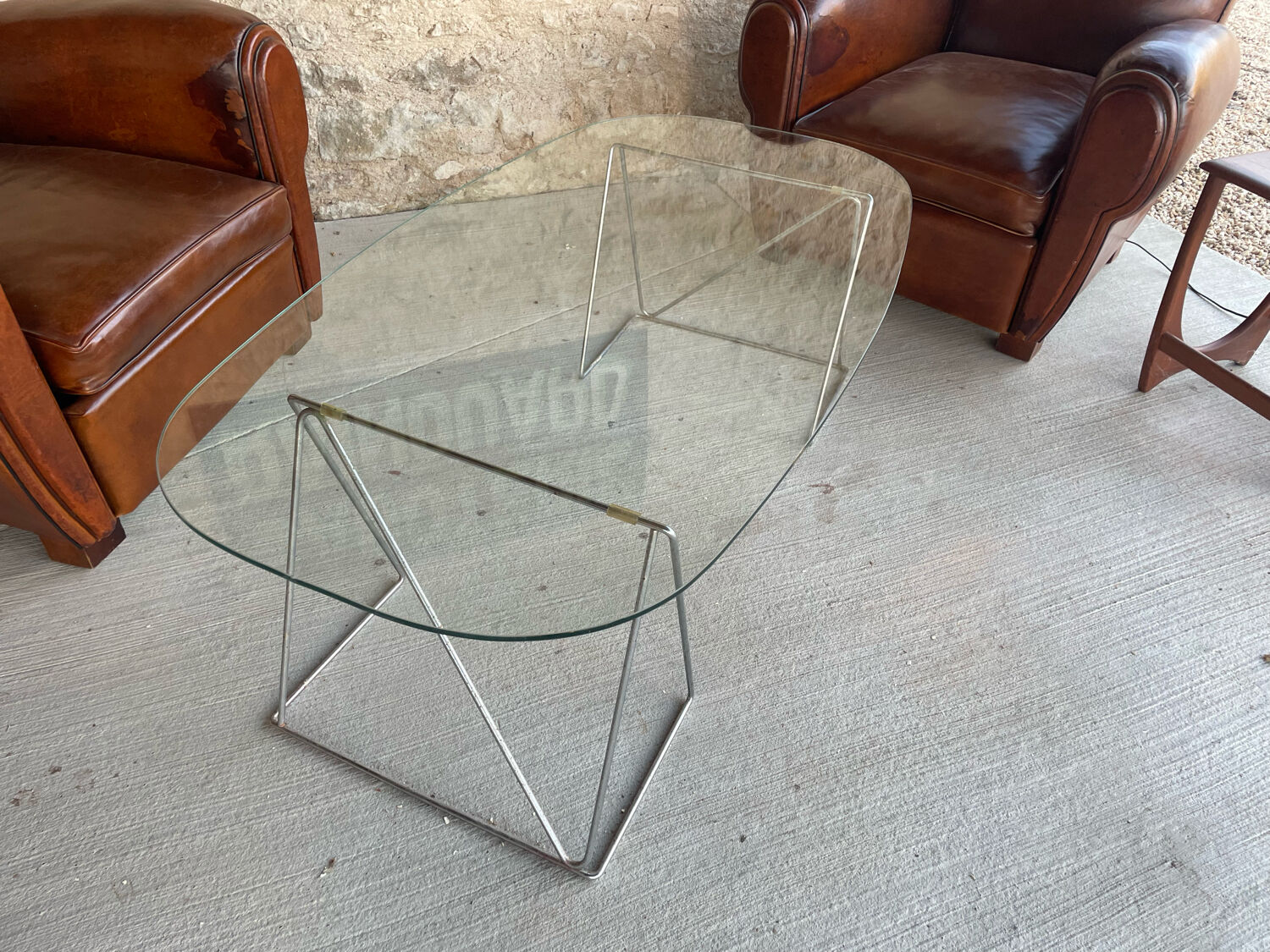 Table basse verre et acier