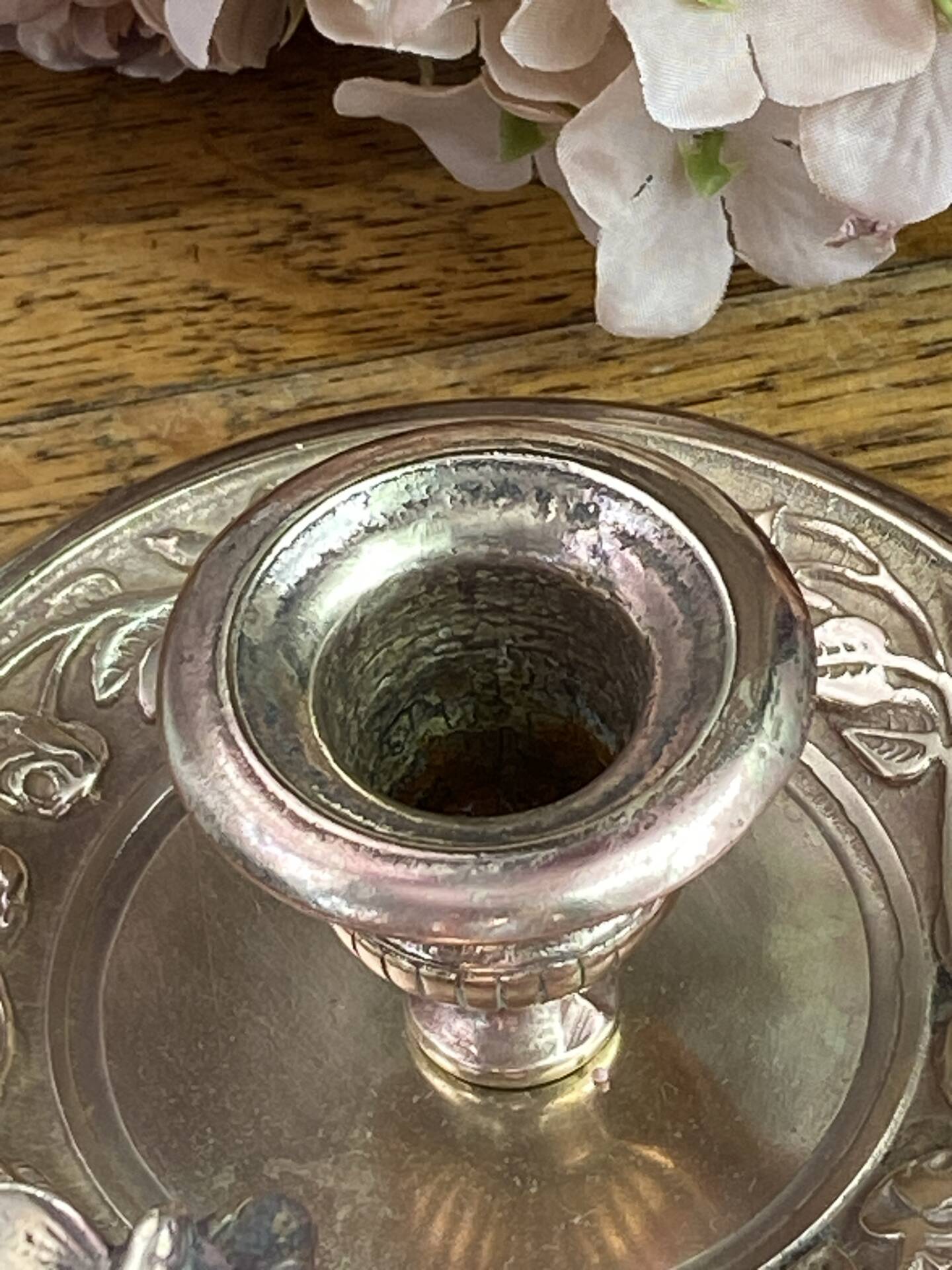 Hand candle holder, butterfly decoration, solid brass