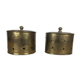 2 golden brass jewelry boxes