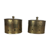2 golden brass jewelry boxes