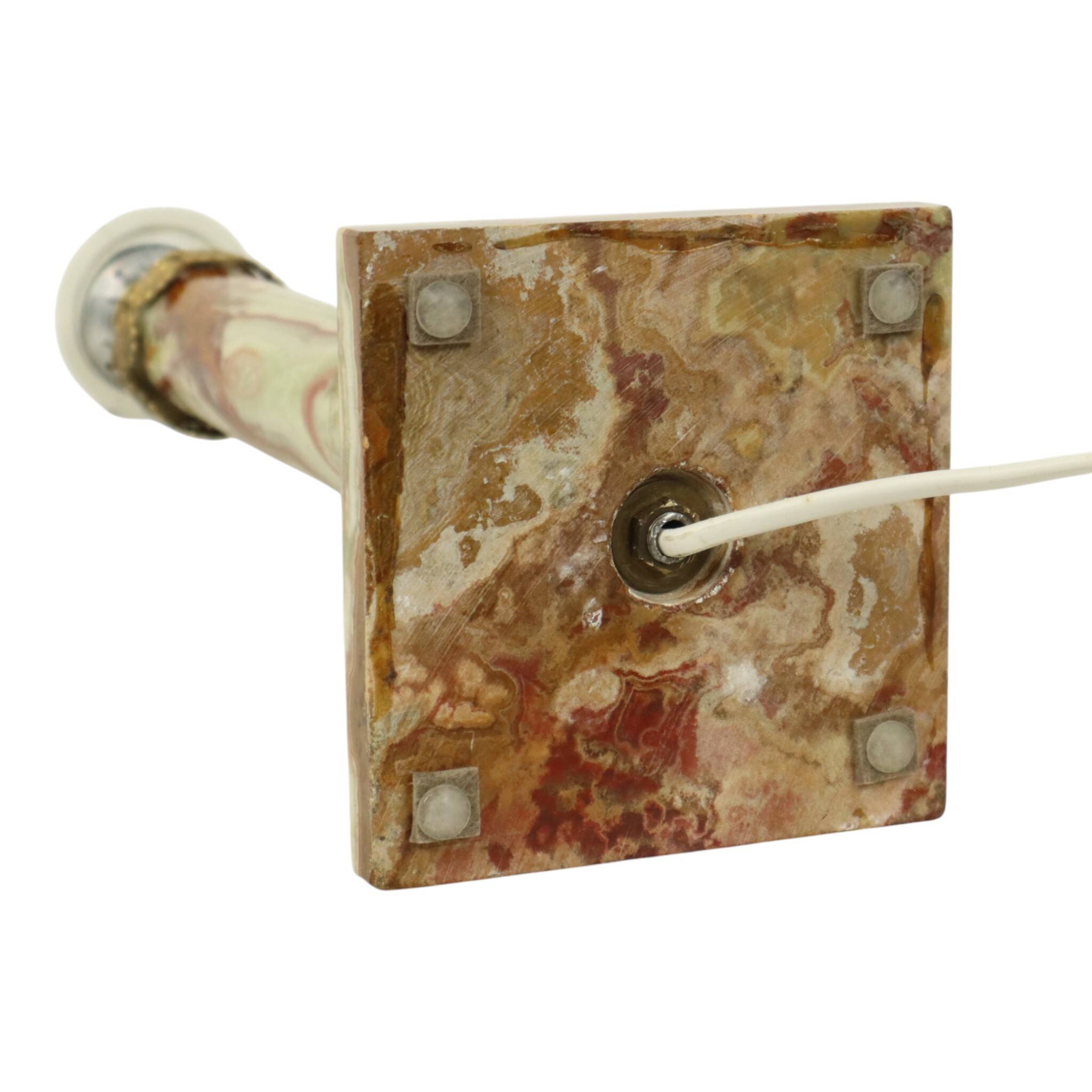 Classic Onyx Marble Brass Column Lamp 20th Century