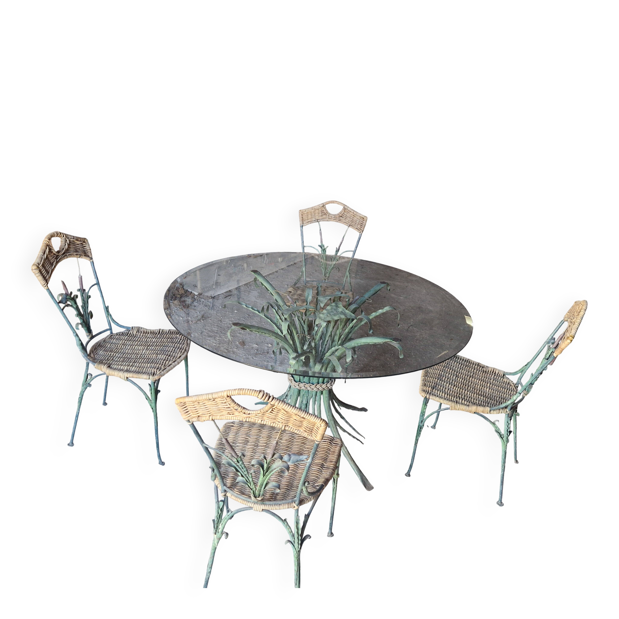 Round glass table & 4 chairs