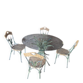 Table ronde en verre & 4 chaises