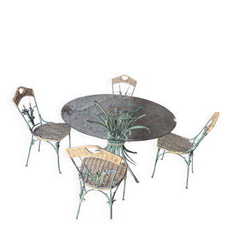 Round glass table & 4 chairs