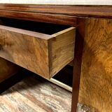 Art Deco period center desk in walnut and burr walnut circa 1940
