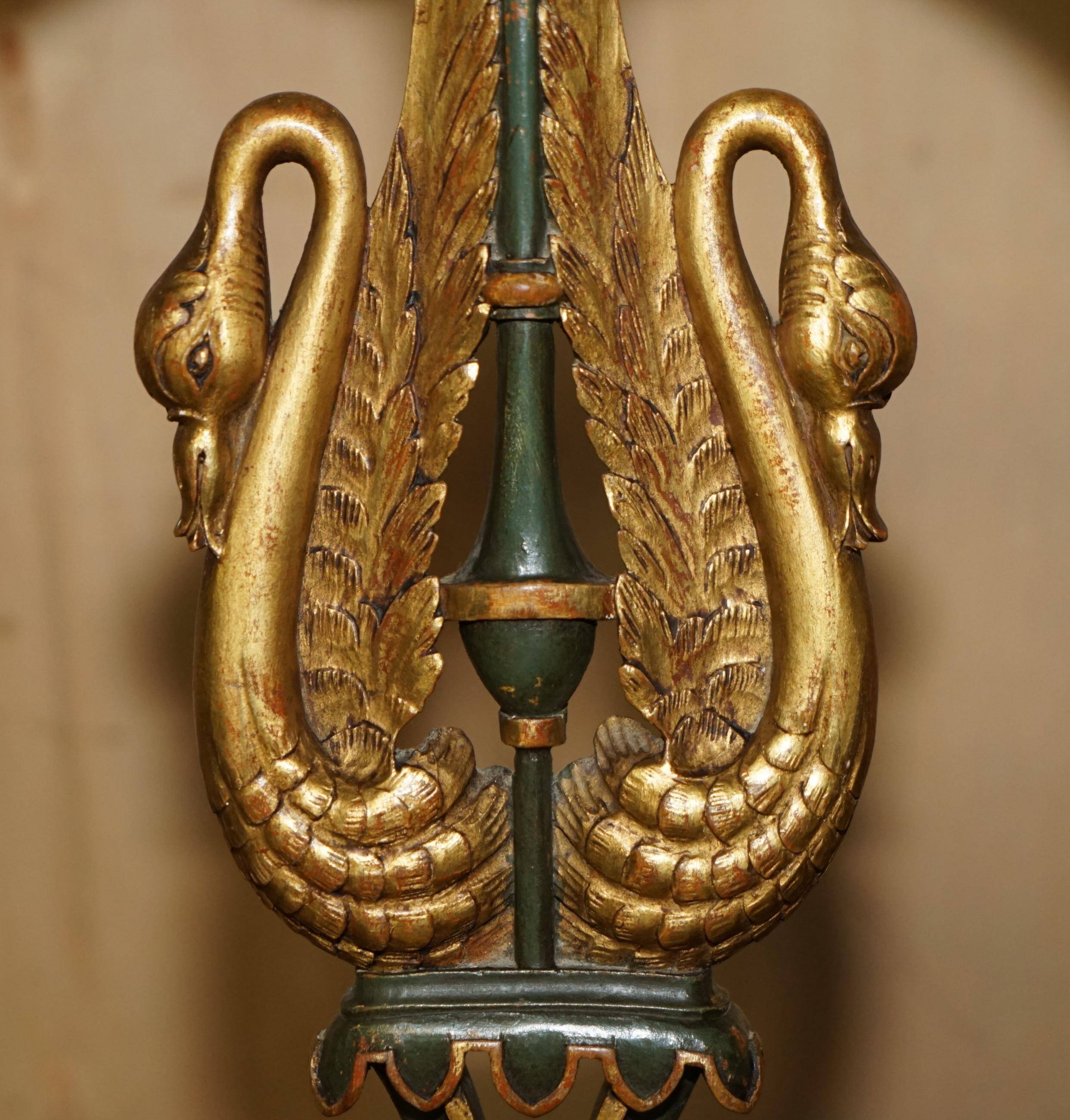 Paire Antique Chaises d'Appoint William Kent Empire Sculptées en Cygne