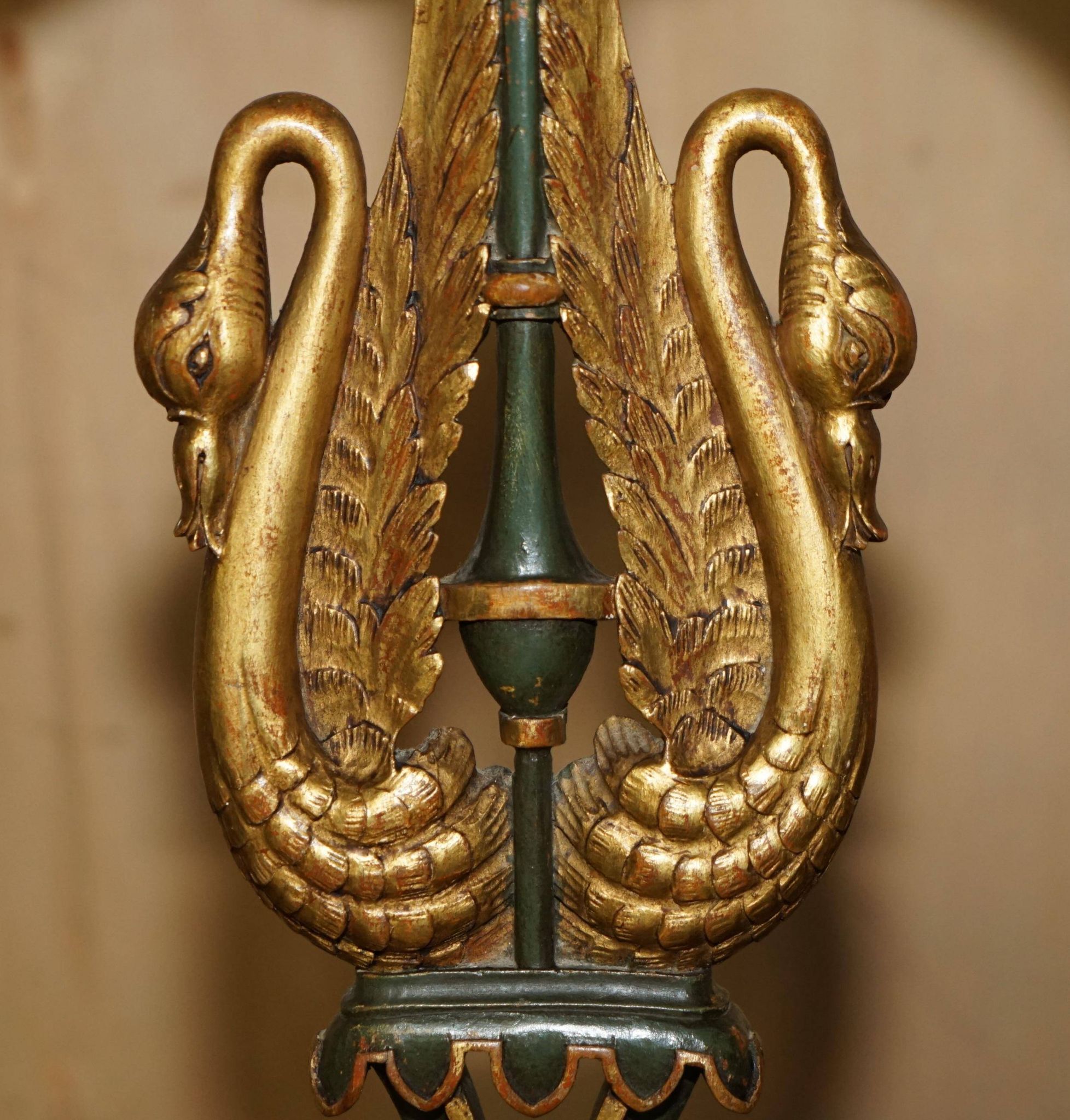 Paire Antique Chaises d'Appoint William Kent Empire Sculptées en Cygne