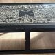 Lacquered wooden coffee table with a Scaglione marble top.