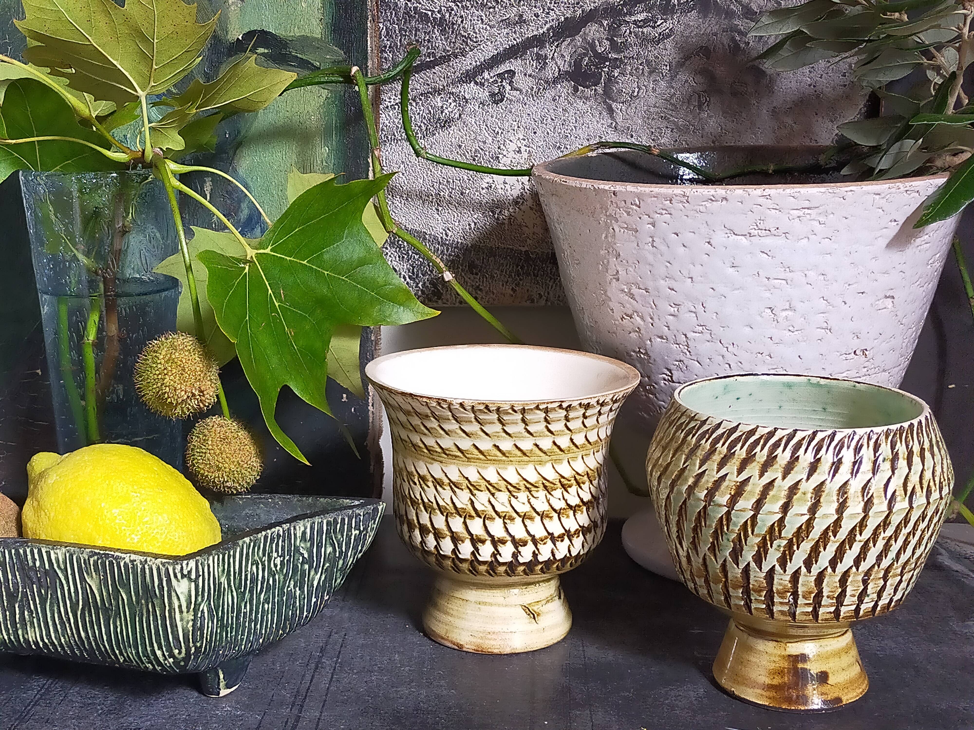 Duo of sacrificed ceramics Pottery by Pieter Groeneveldt 60s